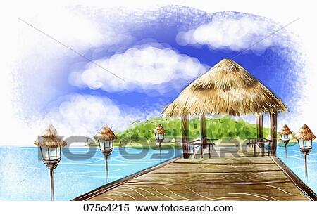 bungalow by the seaside View Large Illustration Stock Illustration - bungalow by the seaside. Fotosearch