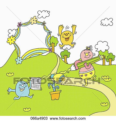 characters having fun View Large Illustration Drawing - characters having fun. Fotosearch