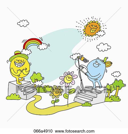 characters sing a song View Large Illustration Clipart - characters sing a song. Fotosearch