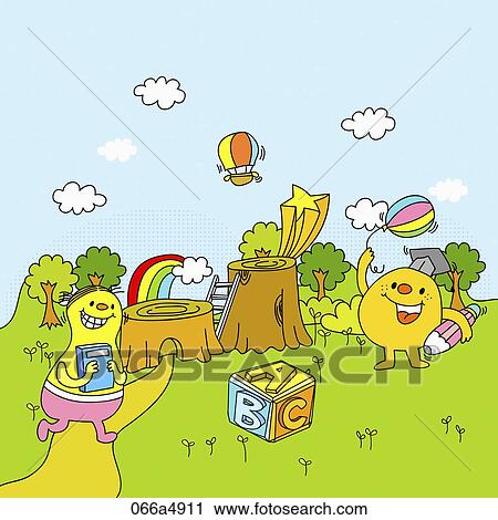 Clip Art - characters studying something. Fotosearch