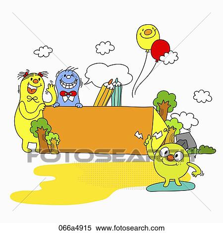 Stock Illustration - characters studying something. Fotosearch