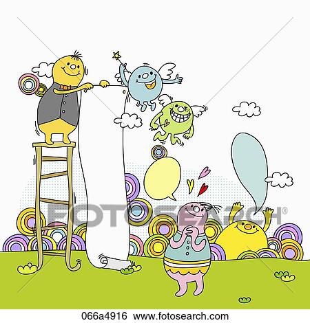 Stock Illustration - characters with speech bubbles. Fotosearch