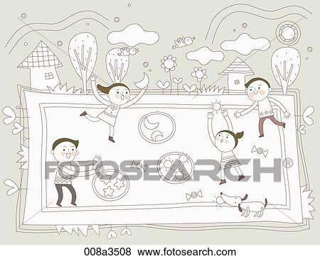 children enjoying their time in picnic View Large Illustration Stock Illustration - children enjoying their time in picnic. Fotosearch