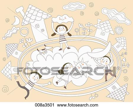 Clip Art - children enjoying their time in various background. Fotosearch