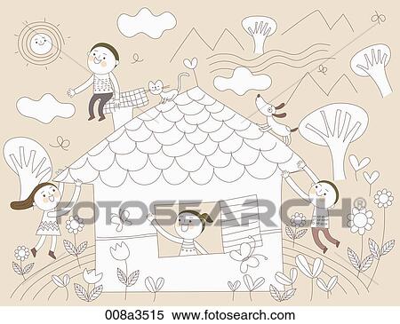 Stock Illustration - children enjoying their time in various background. Fotosearch