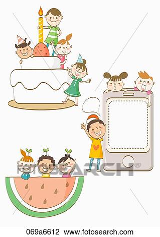children holding various types of frames View Large Illustration Drawing - children holding various types of frames. Fotosearch