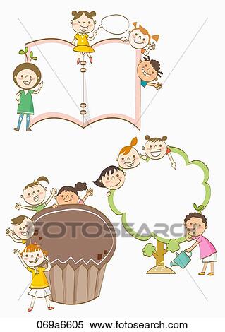 children holding various types of frames View Large Illustration Stock Illustration - children holding various types of frames. Fotosearch