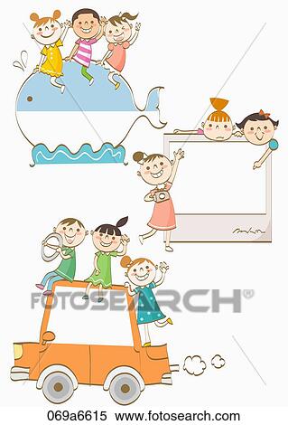 children holding various types of frames View Large Illustration Stock Illustration - children holding various types of frames. Fotosearch