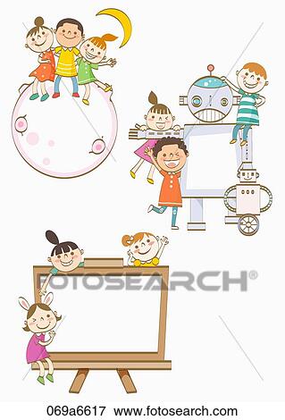 children holding various types of frames View Large Illustration Stock Illustration - children holding various types of frames. Fotosearch