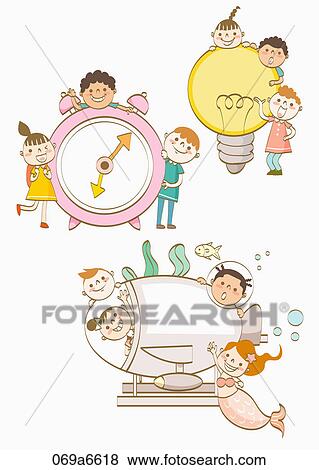 children holding various types of frames View Large Illustration Stock Illustration - children holding various types of frames. Fotosearch