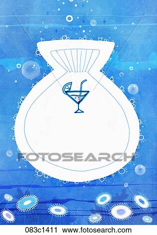 cocktails and sea shell View Large Illustration Clip Art - cocktails and sea shell. Fotosearch