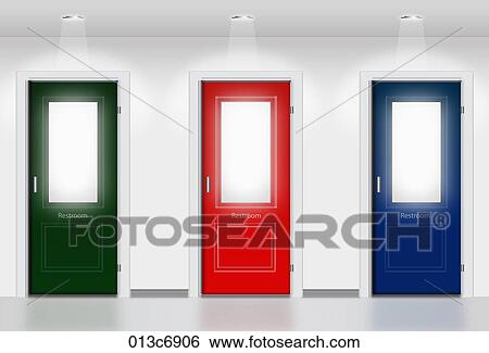 colorful doors of restrooms View Large Illustration Stock Illustration - colorful doors of restrooms. Fotosearch