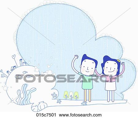 couple in togetherness have enjoyed their summer vacation View Large Illustration Clip Art - couple in togetherness have enjoyed their summer vacation. Fotosearch