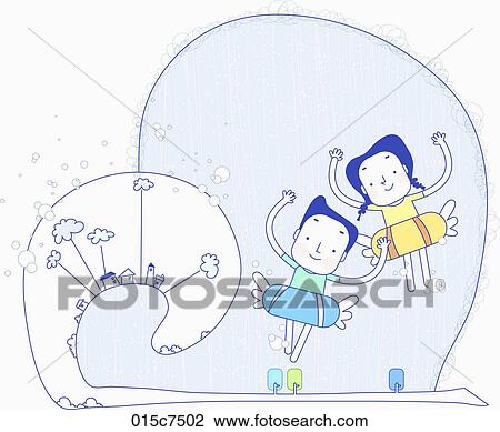 Drawing - couple in togetherness have enjoyed their summer vacation. Fotosearch