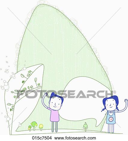 Stock Illustration - couple in togetherness have enjoyed their summer vacation. Fotosearch