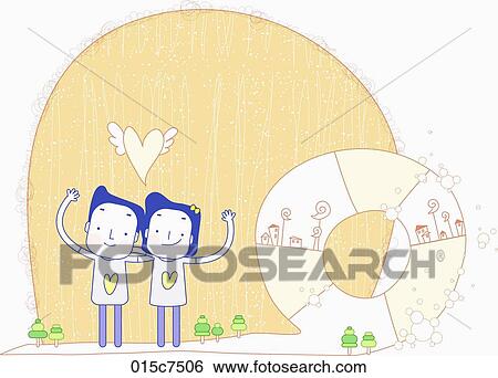 couple in togetherness have enjoyed their summer vacation View Large Illustration Stock Illustration - couple in togetherness have enjoyed their summer vacation. Fotosearch