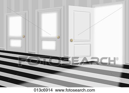 Stock Illustration - doors on the hallway. Fotosearch