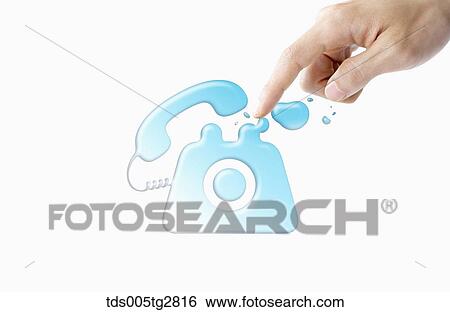 Stock Illustration - finger touch telephone. Fotosearch