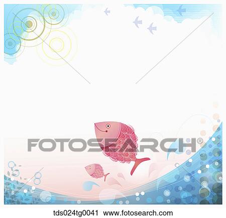 fish swimming backdrop View Large Illustration Clip Art - fish swimming backdrop. Fotosearch