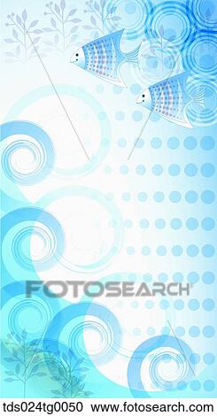 Clipart - fish swimming backdrop. Fotosearch