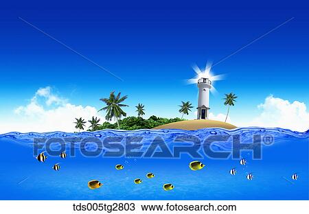 fishes swimming in summer beach View Large Illustration Drawing - fishes swimming in summer beach. Fotosearch