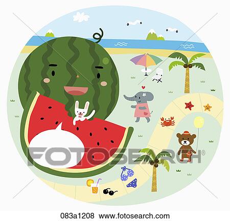 fun of summer vacation in beach View Large Illustration Stock Illustration - fun of summer vacation in beach. Fotosearch