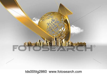 golden world and global business View Large Illustration Clipart - golden world and global business. Fotosearch