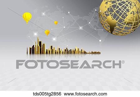 golden world and global business View Large Illustration Stock Illustration - golden world and global business. Fotosearch