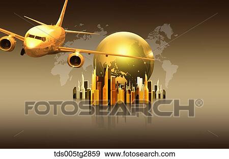 golden world and global business View Large Illustration Stock Illustration - golden world and global business. Fotosearch