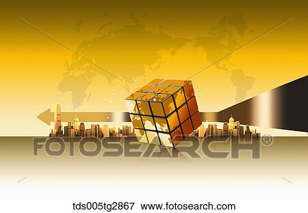 golden world and global business View Large Illustration Stock Illustration - golden world and global business. Fotosearch