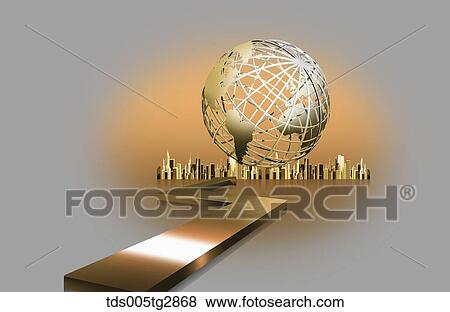 golden world and global business View Large Illustration Stock Illustration - golden world and global business. Fotosearch