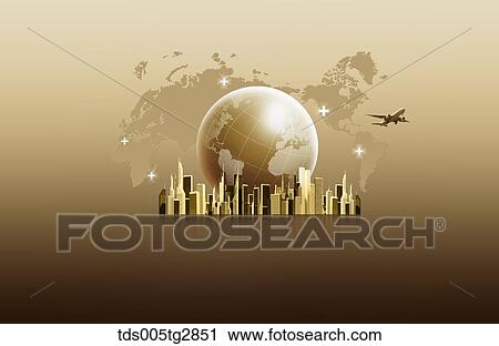 golden world View Large Illustration Clip Art - golden world. Fotosearch