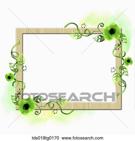 green flowers on frame View Large Illustration Clipart - green flowers on frame. Fotosearch