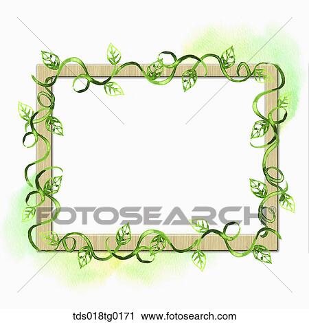 green leaves on frames View Large Illustration Clip Art - green leaves on frames. Fotosearch