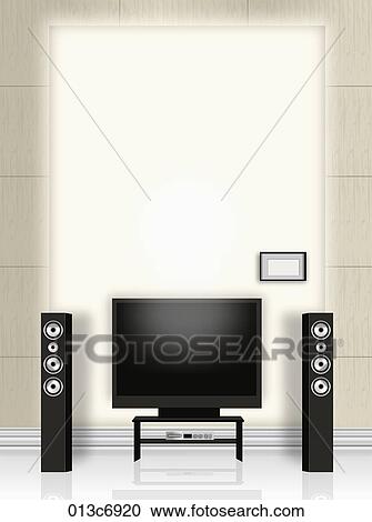 home theater systems in home View Large Illustration Clipart - home theater systems in home. Fotosearch