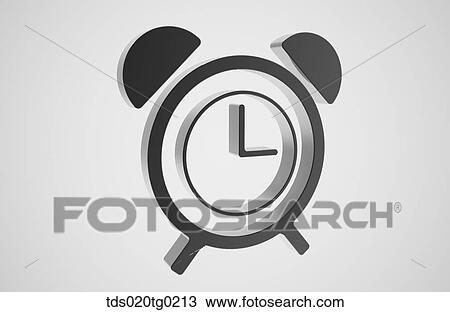 Drawing - icon of alarm clock. Fotosearch
