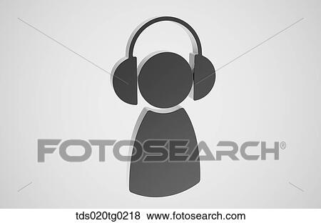 icon of listening music View Large Illustration Stock Illustration - icon of listening music. Fotosearch