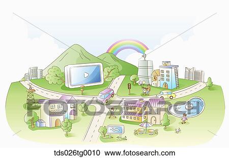 Clipart - illustrated urban lifestyle. Fotosearch