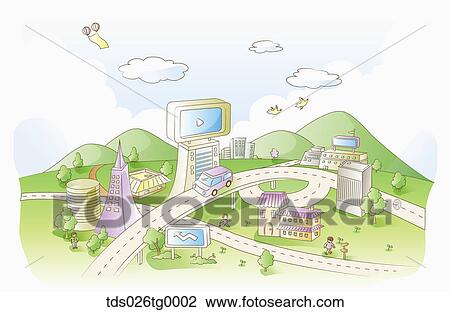 illustrated urban lifestyle View Large Illustration Drawing - illustrated urban lifestyle. Fotosearch