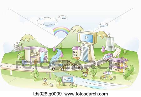 Stock Illustration - illustrated urban lifestyle. Fotosearch