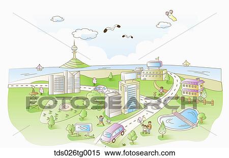 Stock Illustration - illustrated urban lifestyle. Fotosearch