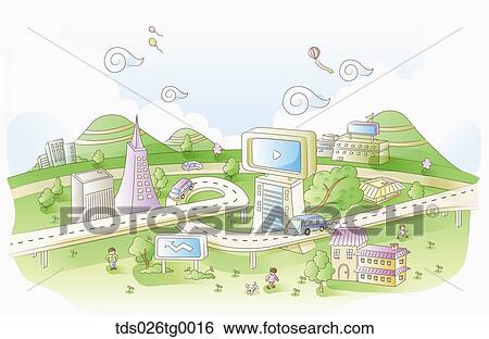 Stock Illustration - illustrated urban lifestyle. Fotosearch