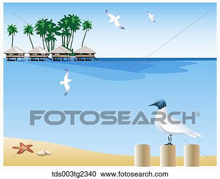 Clipart - illustration of summer beach. Fotosearch