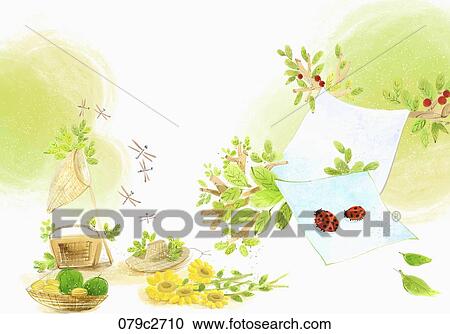 Clipart - insect collection in summer vacation. Fotosearch