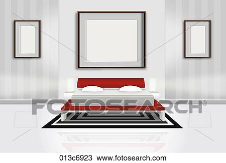 Drawing - interior of bedroom. Fotosearch
