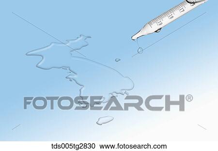 Clipart - korean map made by waterdrop from injection. Fotosearch