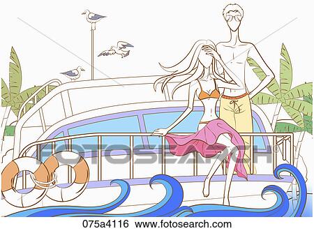 man and woman are on sailing View Large Illustration Stock Illustration - man and woman are on sailing. Fotosearch
