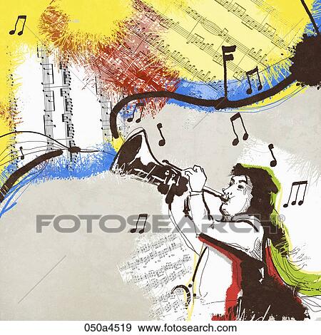 man playing trumpet View Large Illustration Stock Illustration - man playing trumpet. Fotosearch