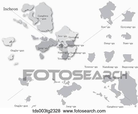 Stock Illustration - maps of incheon. Fotosearch