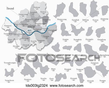 Stock Illustration - maps of seoul city. Fotosearch
